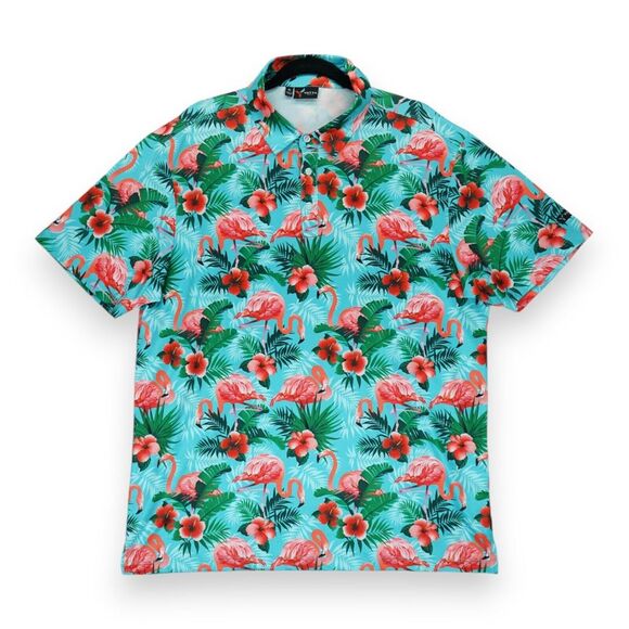 Other - Yatta Golf Mens‎ XL Polo Shirt Tropical Pau Hana Flamingo Pattern